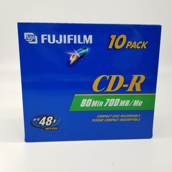 Fujifilm Recordable CD-R 80 Min 700mb Slim Compact Disc Pack of 10 NEW - Picture 1 of 7